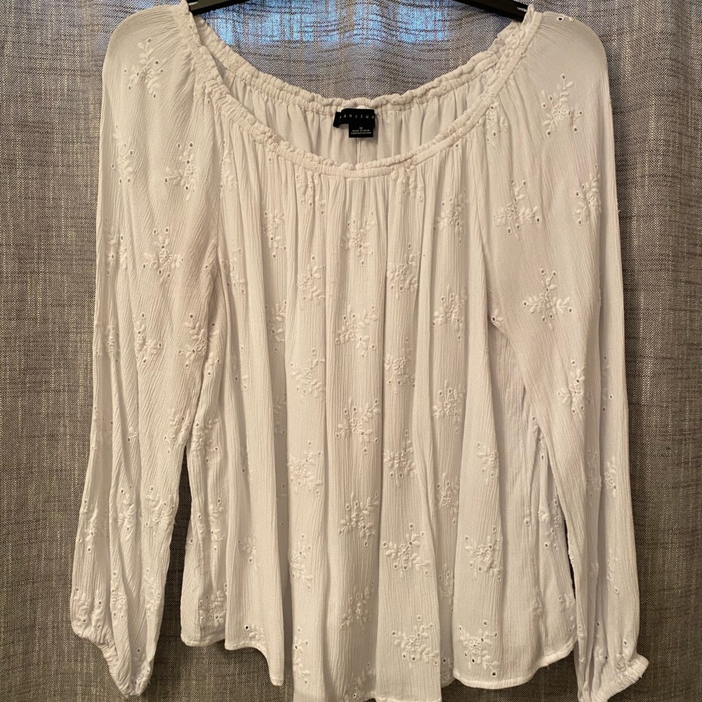 Cream embroidered blouse 1X